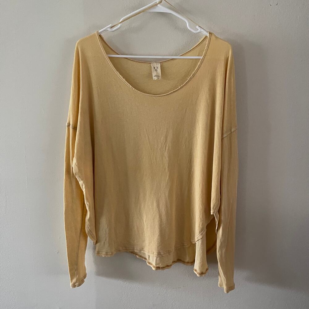 We The Free Oversized Tee Womens M Yellow Mustard Long Sleeve Lightweight Boho